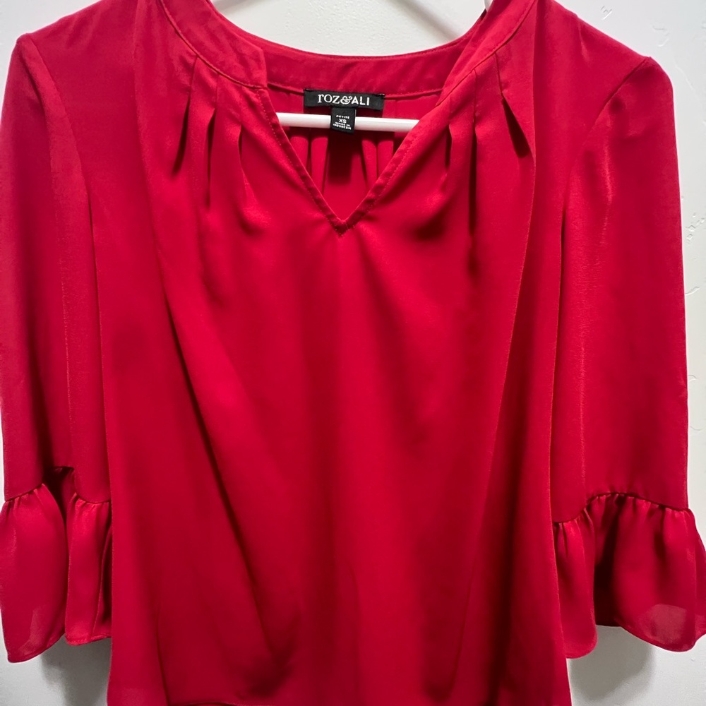 Roz & Ali Vibrant Red Women's Blouse